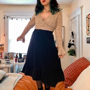 pink dotted wrap shirt